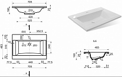 Misty Тумба с раковиной Терра 70 3 ящика серая – фотография-4